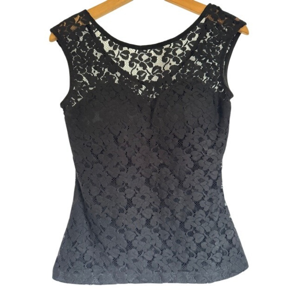 XOXO Black Lace Overlay Sleeveless‎ Tank Top Women's Size M